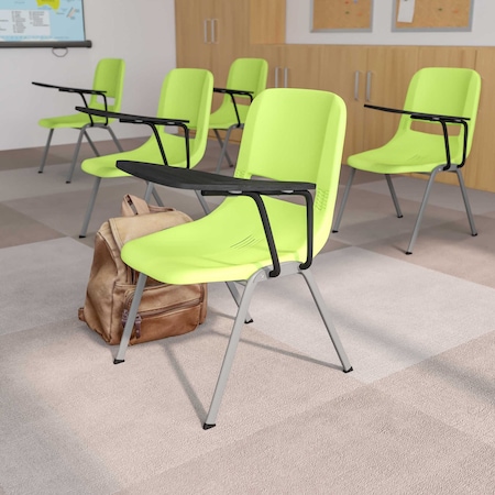 Flash Furniture Green Ergonomic Shell Chair with Left Handed Flip-Up Tablet Arm RUT-EO1-GN-LTAB-GG
